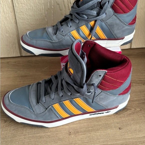 Adidas Gray and Red High-Top Athletic Shoes - Picture 8 of 12